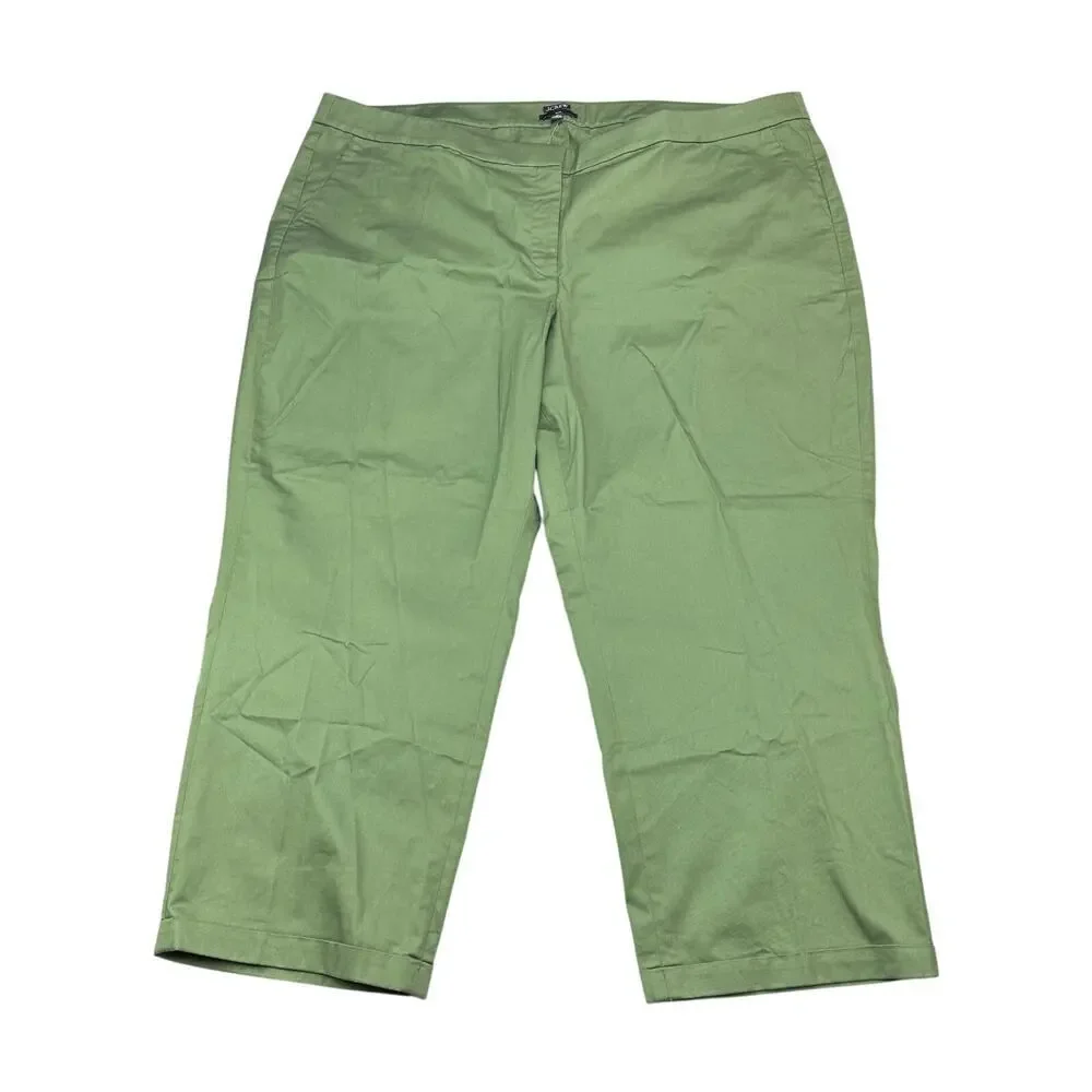NWT J.CREW Kate Cuffed Straight-Leg Lightweight Chino Pant Size 24 Utility Green